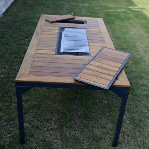 BUZ HAZNELİ İROKO AHŞAP MANGALLI MASA